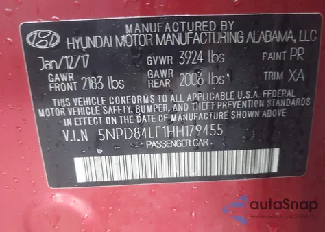 2017 Hyundai Elantra Se из США, поврежденный, VIN 5NPD84LF1HH179455